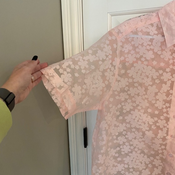 Blanca Astra Oversized Lace Short Sleeve Shirt Pale Pink 33881 - Picture 7 of 12